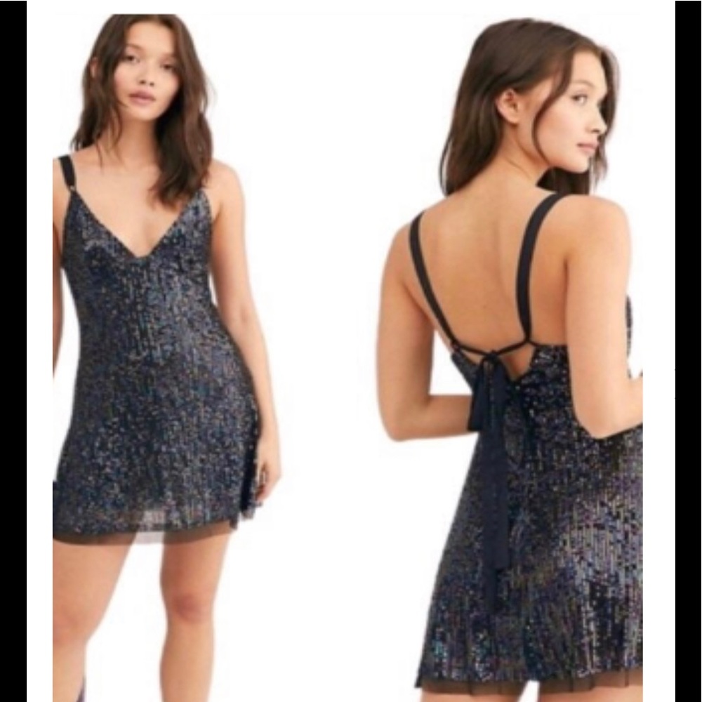 Free People Night Combo mini dress in Gunmetal